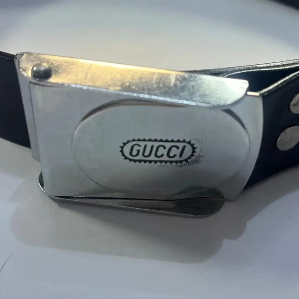 Black Italian Leather Silver Buckle Designer Inspired Fashion Belt